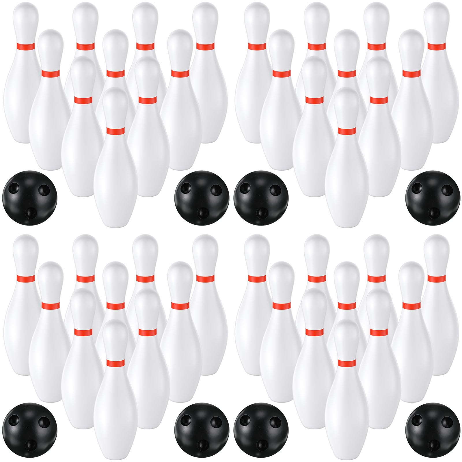 Photo 1 of RoundFunny 4 Pack 6.3 Inch Kids Bowling Set Indoor and Outdoor Games for Kid Includes 40 Pcs Plastic Bowling Pins and 8 Pcs Balls Lawn Games for Toddler Yard School Activities Party