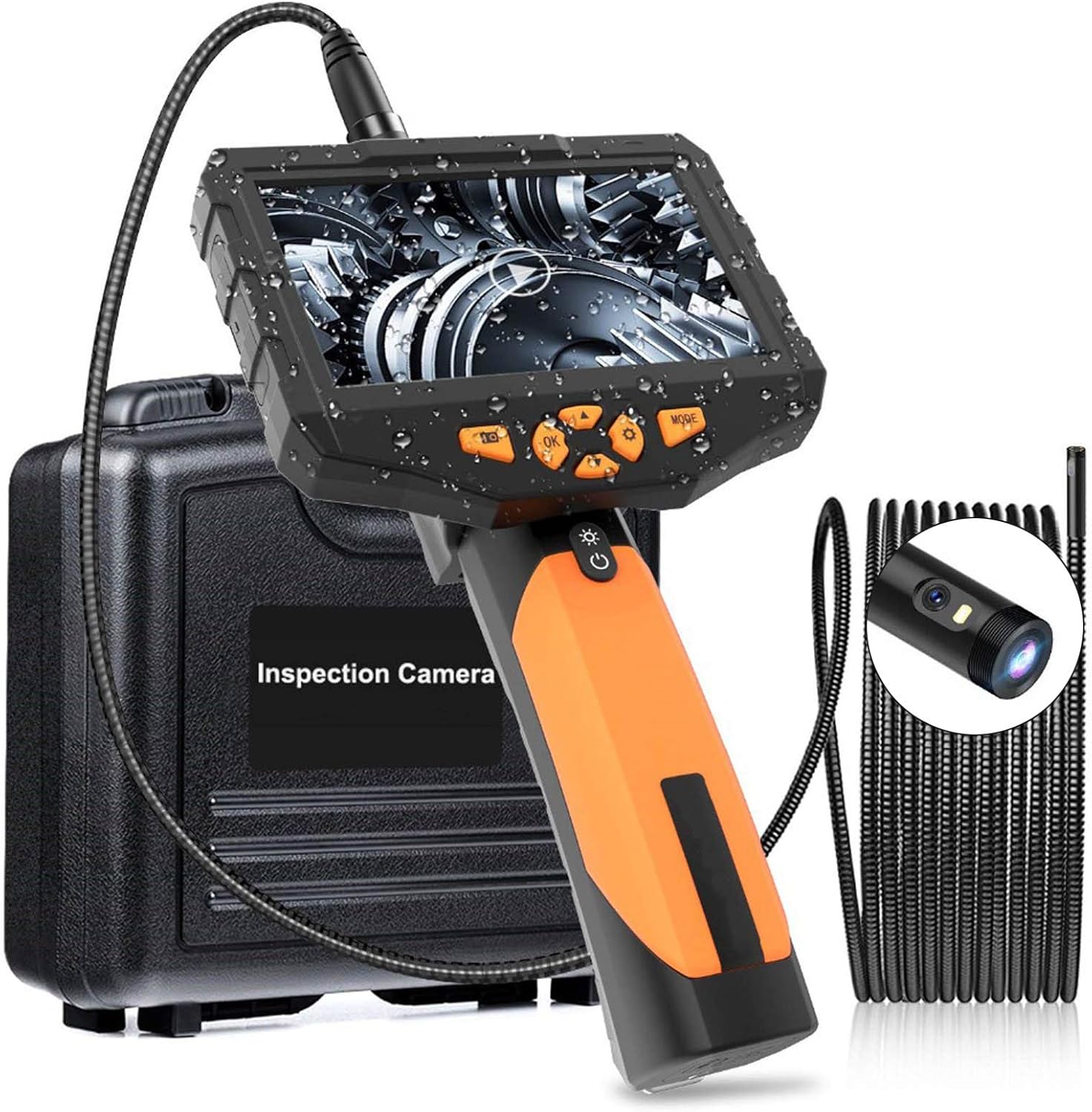 Industrial Endoscope con pantalla LCD de 4.5 pulgadas, Cámara Inspección de 8MM 1080P HD