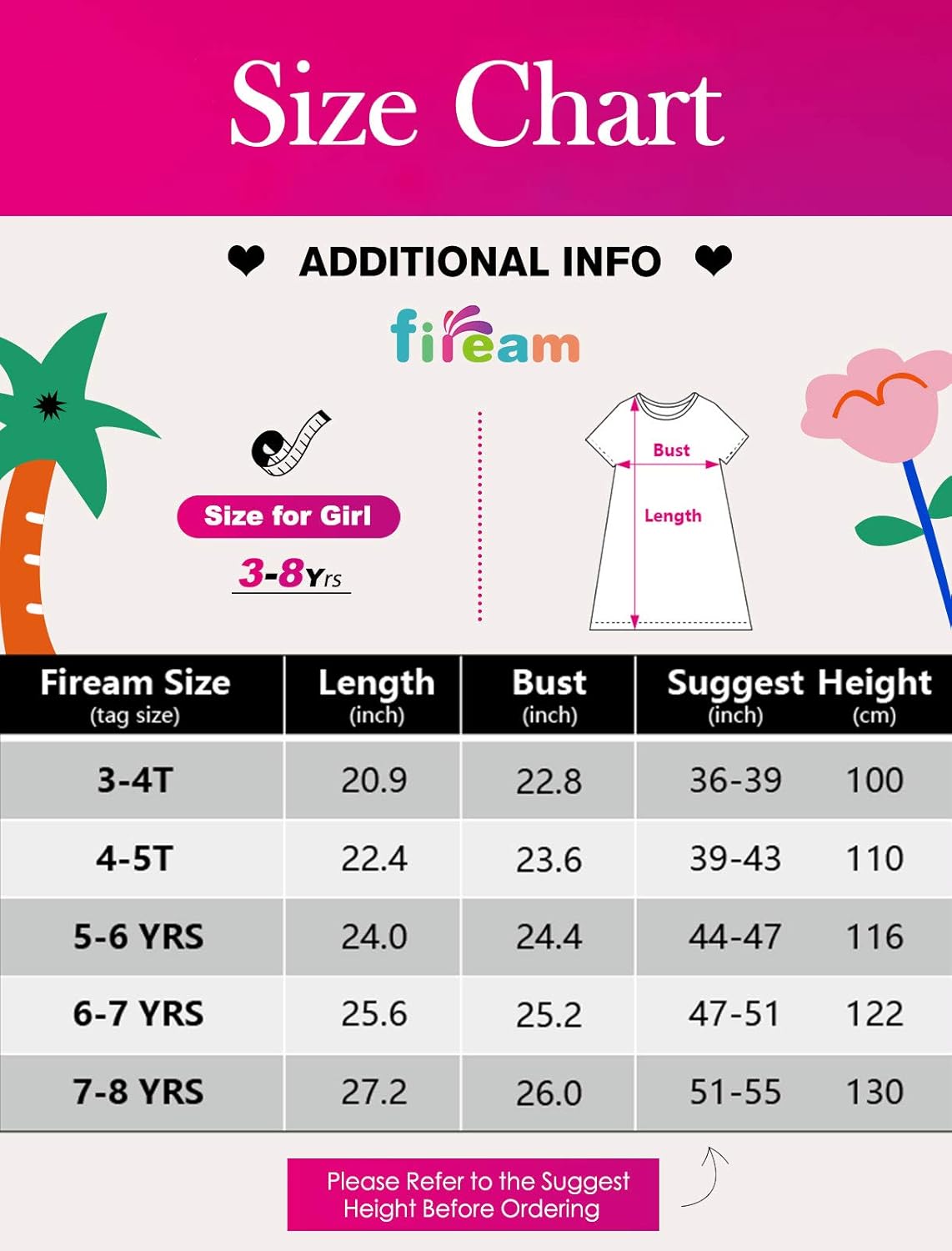Fiream Girls Dresses Cotton Striped Cartoon Applique Casual Animal Printed Outfits Dress: Clothing