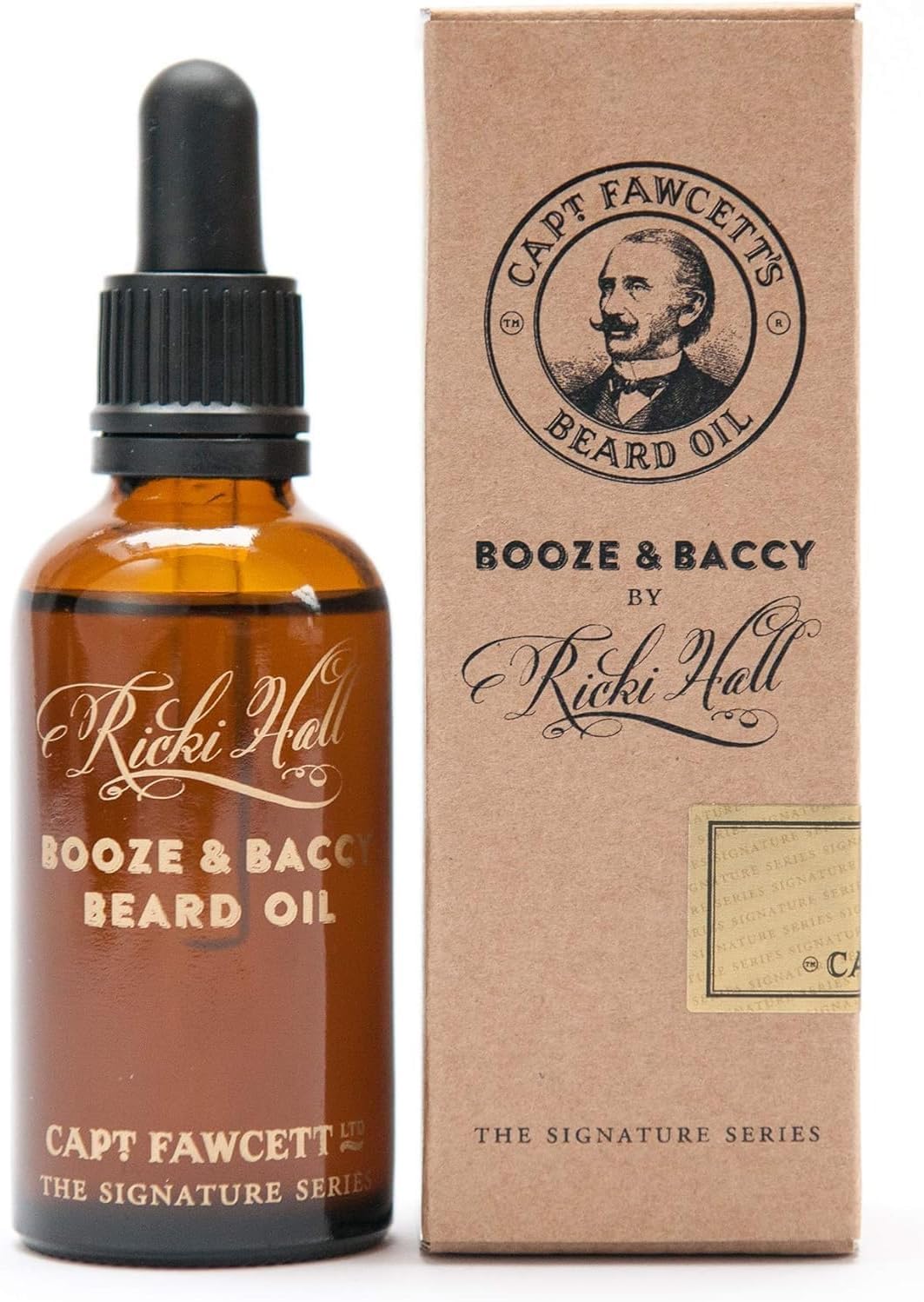 Captain Fawcett Ricki Hall’s Booze & Baccy Beard Oil 50ml – Premium Conditioning Beard Oil for Men with Whiskey, Honey & Tobacco Notes – Nourishes, Softens & Adds a Subtle Masculine Fragrance