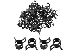 Auvotuis 40Pcs Fuel Line Spring Hose Clamps- 6mm Inner Dia, Steel Spring Band Type Clamps Black Pressure Air Clip Clamp for Silicone Tube Vacuum Hose Water Pipe