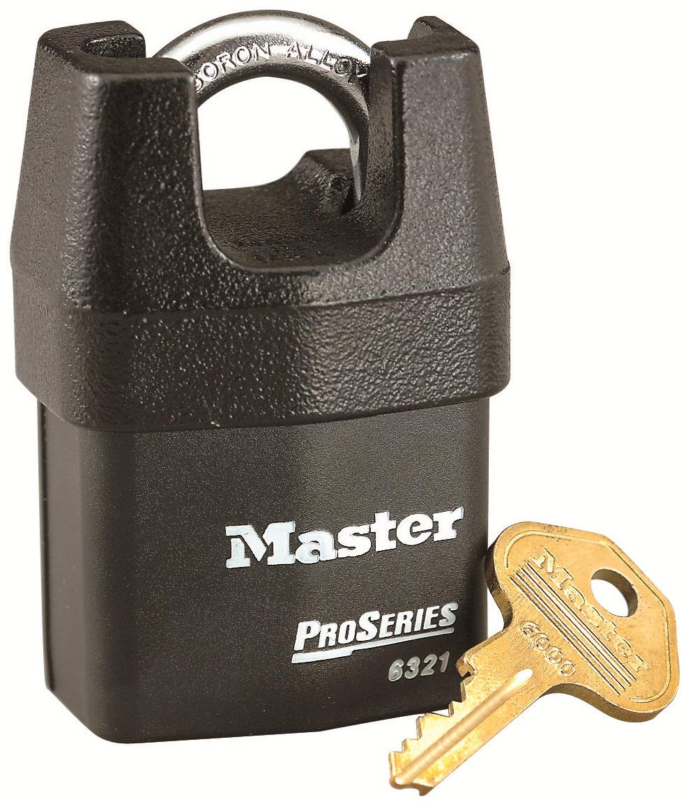 MASTER LOCK Heavy Duty Weatherproof Padlock [Closed Shackle] [Key] [Outdoor] 6321EURD – for Transportation and Industrial Applications