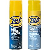 Zep Oven &amp; Grill Cleaner 19oz &amp; Zep Wall Cleaner 18oz - ECBD001 | Heavy-Duty Oven &amp; Grill Cleaner and Foaming Wall Cleaner tackle baked-on grease, wall scuffs, and kitchen messes.