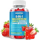 Magnesium Complex Gummies for Women Men 8 in 1, Magnesium Glycinate, Citrate, Malate, Taurate, for Bones, Muscle, Nerve Health, Sugar-Free, Vegan Non-GMO, Strawberry Flavor, 60 Count