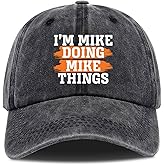 Mike's Funny Baseball Cap, Dad Hat, Vintage Cotton Washed Cap, One Size Black