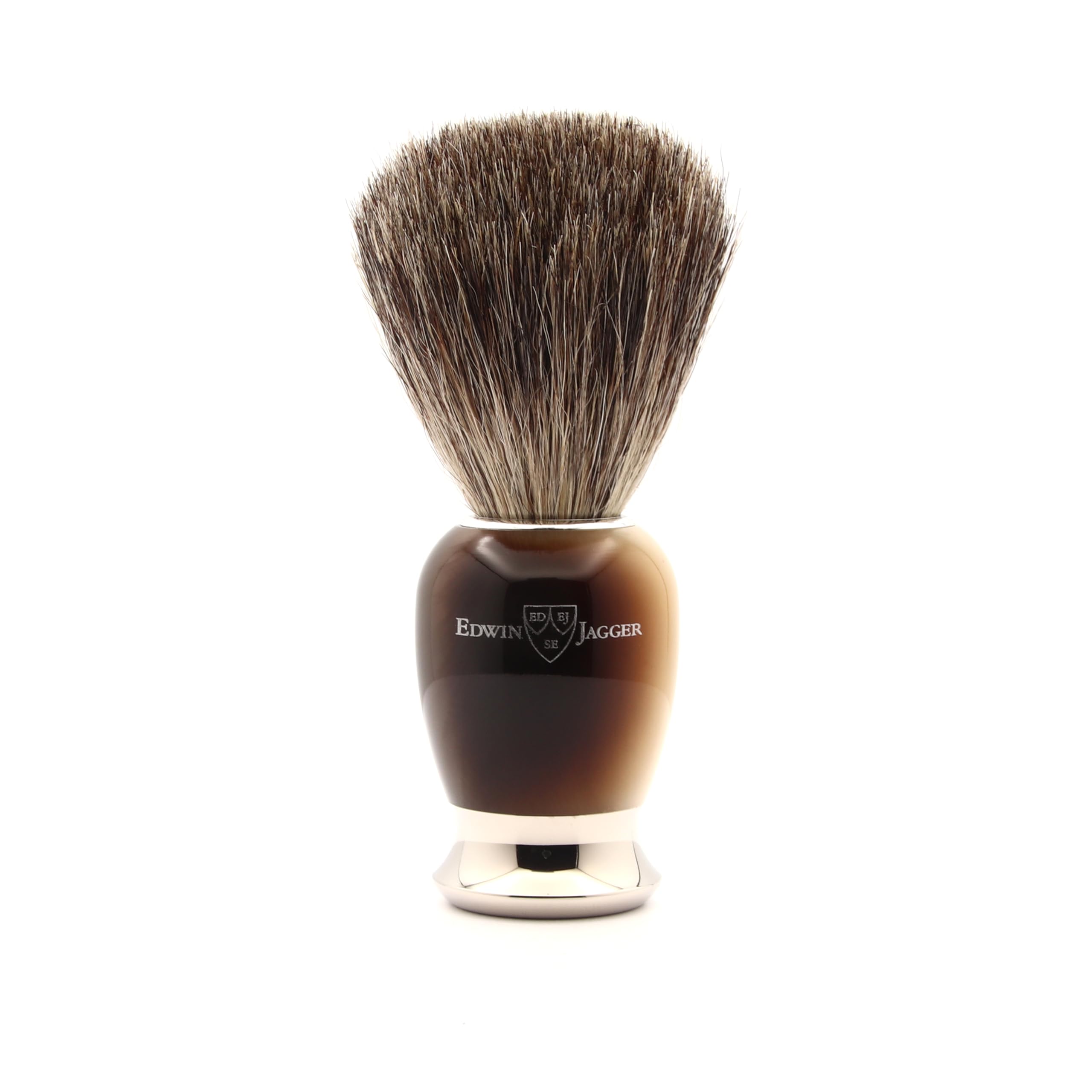 Edwin Jagger 81SB582AMZ Classic Pure Badger Exfoliating Shaving Brush for Shaving Cream or Shaving Soap for Men and Women (Horn)