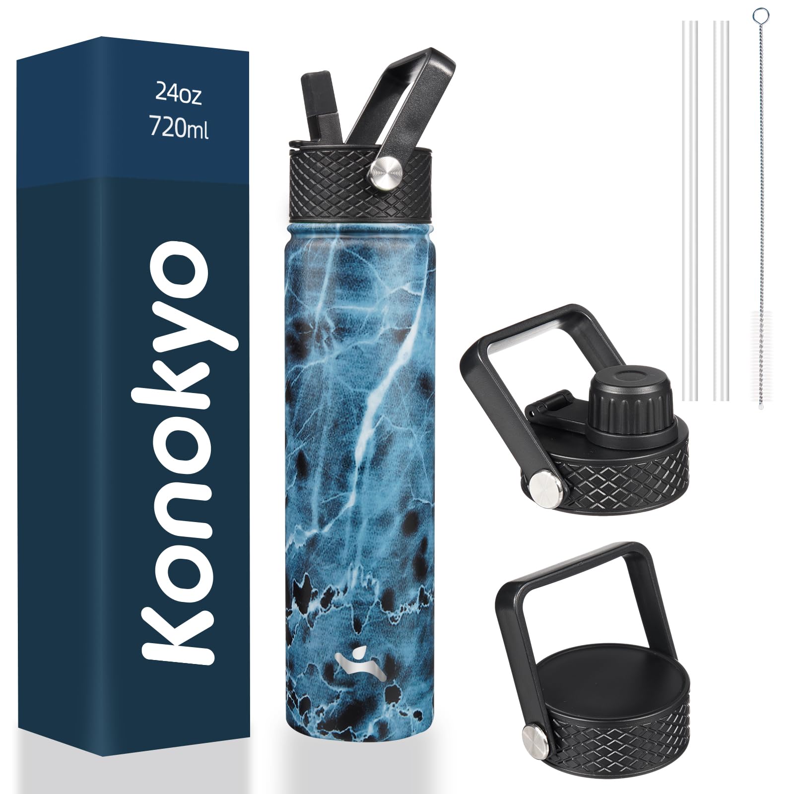 Photo 1 of *missing parts*
Konokyo Insulated Water Bottle 24oz Stainless Steel Sport Bottles with 3 Lids,Marble Ocean