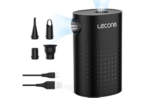 Electric Air Pump,Lecone Portable Quick Air Pump for Inflatables with 4 Nozzles, 4000mAh Battery USB Rechargeable Inflator Deflator for Air Mattress Bed, Swimming Ring, Inflatable Pool Toy and Camping