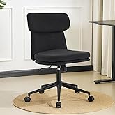 Furniliving Armless Office Chair, Upholstered Chenille Desk Chair with Wheels, Adjustable Swivel Computer Vanity Chair with Double-Layer Cushion, Black