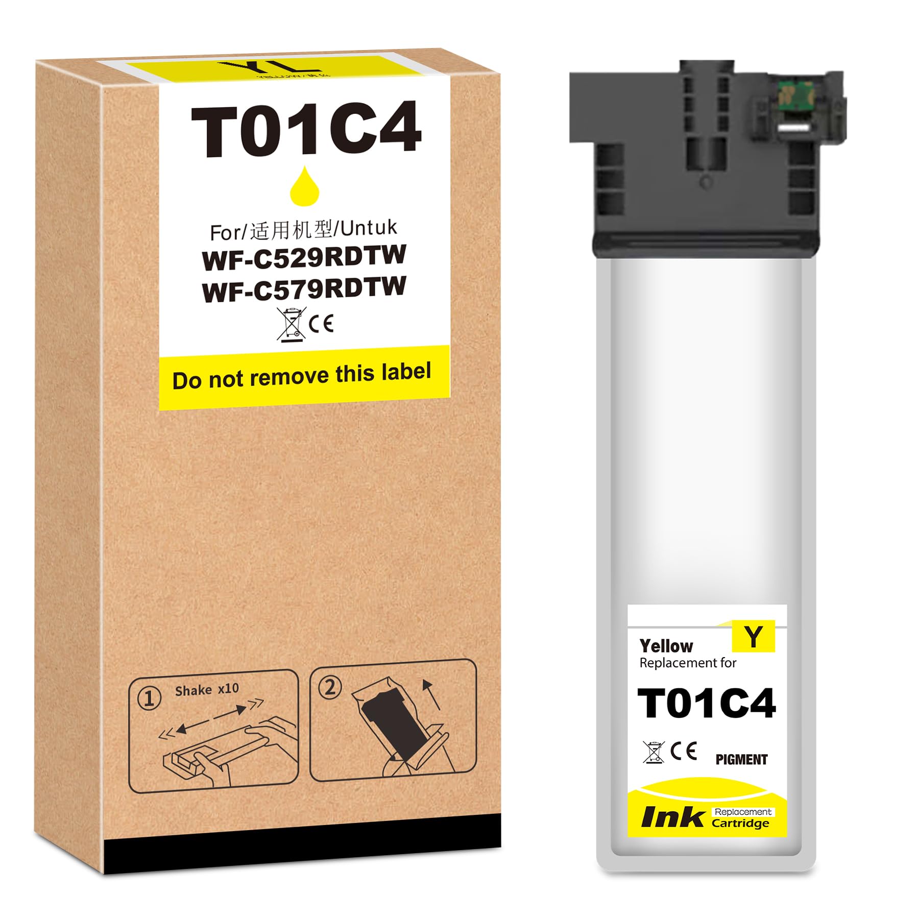 Yongairuink Remanufactured Ink Cartridge Replacement for T01C4 Yellow Ink for WF-C529RDTW, WF-C579RDTW, WF-C579 W Series Printer, 1 Pack