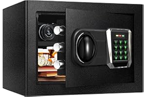 BIOAEYOK Fireproof Waterproof Safe Box for Home Use,1.3 Cu Ft Small Personal Security Lock Box with LED Sensor Light & Emergency Type-C External Charge for Money Jewelry Documents