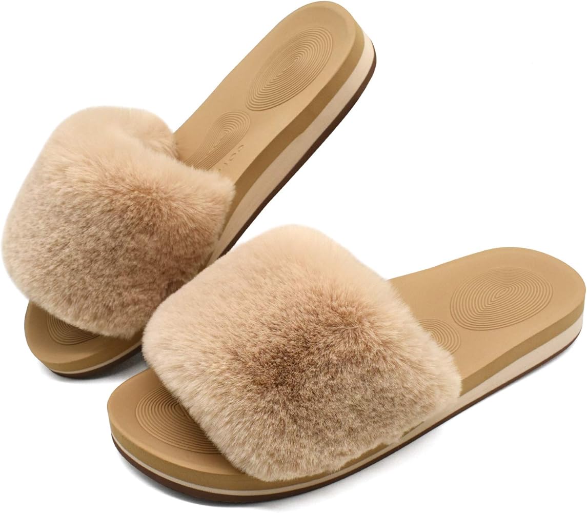 womens tan sliders
