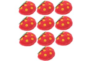 HAPINARY 10pcs Cat Plush Toy Simulated Strawberry Spotted Pattern PET Chew and Grab Doll Helps Prevent Furniture Damage