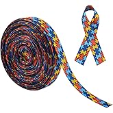 WANDIC 20 Yards Autism Awareness Satin Ribbon, Multicolor (Red, Yellow, Blue), Polyester, Ideal for Gift Wrapping, Brooch, Bracelet Making, Autism Awareness Campaigns