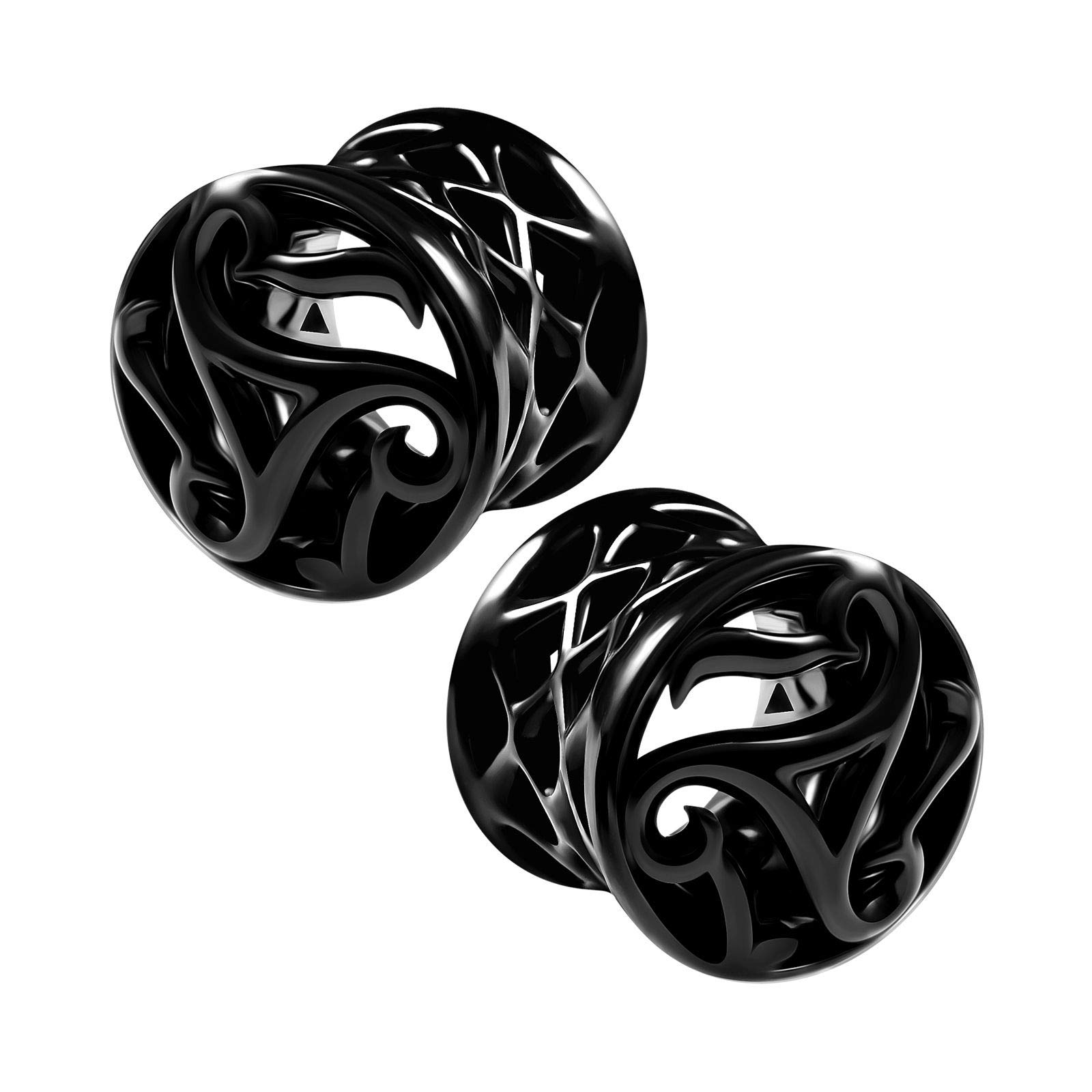 BanaVega 2PCS Blackline Alloy 00g 10mm Flesh Ear Gauge Earring Tunnel Plug Stretcher Piercing Jewellery 5414