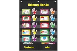 SAIVEN Helping Hands Pocket Chart, Classroom Jobs and Management Pocket Chart, Classroom Organization, Teacher Accessories, Great for Classroom Homeschool. (Black)
