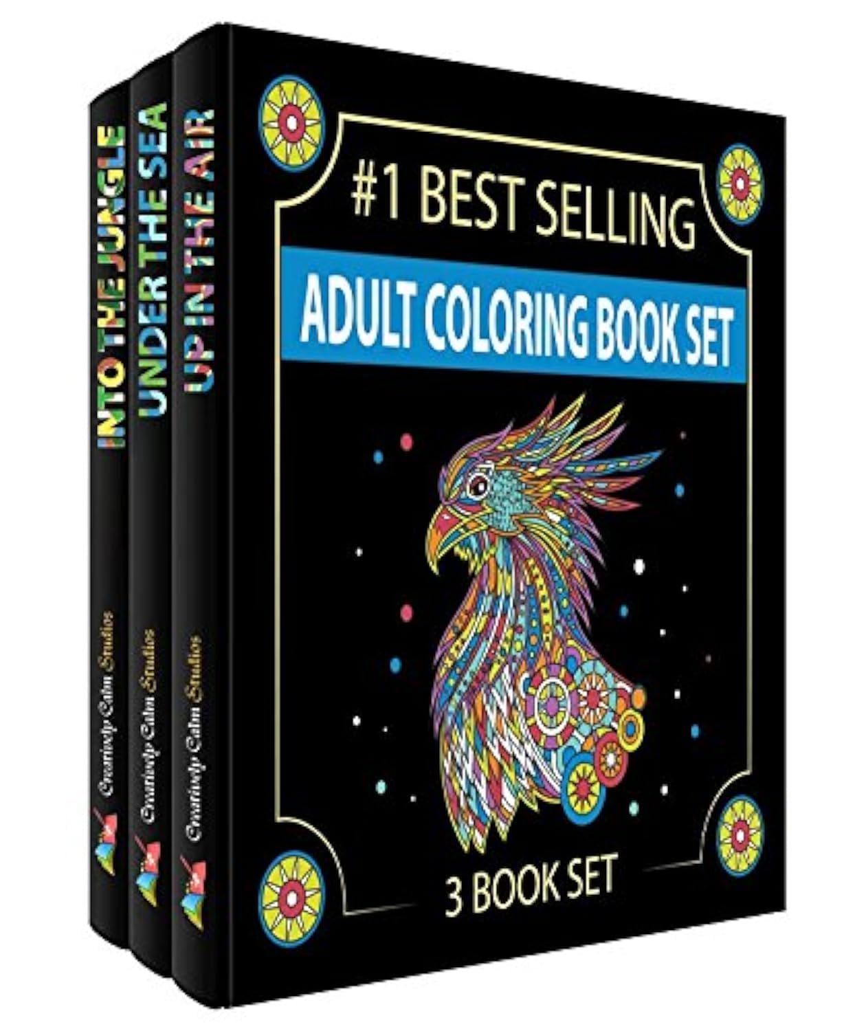 Creatively Calm Studios Adult Coloring Books Set. Three Books! 120+ Images. Stress Relief & Artistic Expression