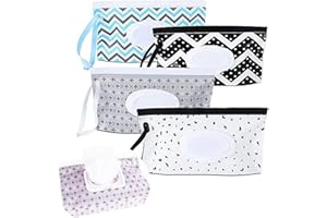 4pcs Baby Wipe Dispenser, Portable Refillable Baby Wipes Container for Diaper, Wipe Dispenser for Travel, Reusable Travel Wet