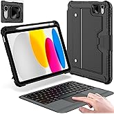 Nillkin Protective iPad A16 11th 10th Gen Case with Keyboard, Portrait/Landscape Modes, Detachable Keyboard with Multi-Touch Trackpad, Camera Cover & Pencil Holder for iPad 11th 2025/10th 2022 10.9"