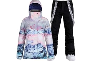 GSOU SNOW Women's Ski Jacket and Pants Waterproof Windproof Snowsuit Snowboarding Coat Insulated Warm Winter