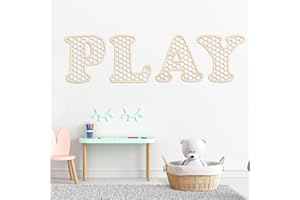 Giantree Playroom Decor Rattan Letters Set, 12 Inches Playroom Sign Rattan Letters Set Boho Wall Signs Play Wooden Rattan Letters Wall Decor Wooden Rattan Letters for Nursery Room