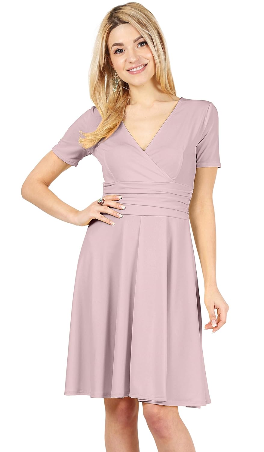 Buy Mauve Dresses for Women Short Sleeve Skater Dress Mauve Wrap Dress