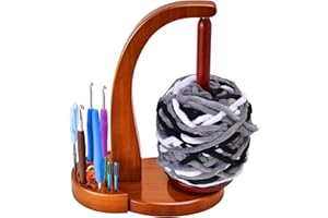 ULOI Crochet Yarn Holder - Upgrade with Crochet Accessories Storage Attachment, Magnetic Wooden Yarn Storage for Knitting Accessories, Perfect for Crocheting and Knitting Projects, Mahogany Finish