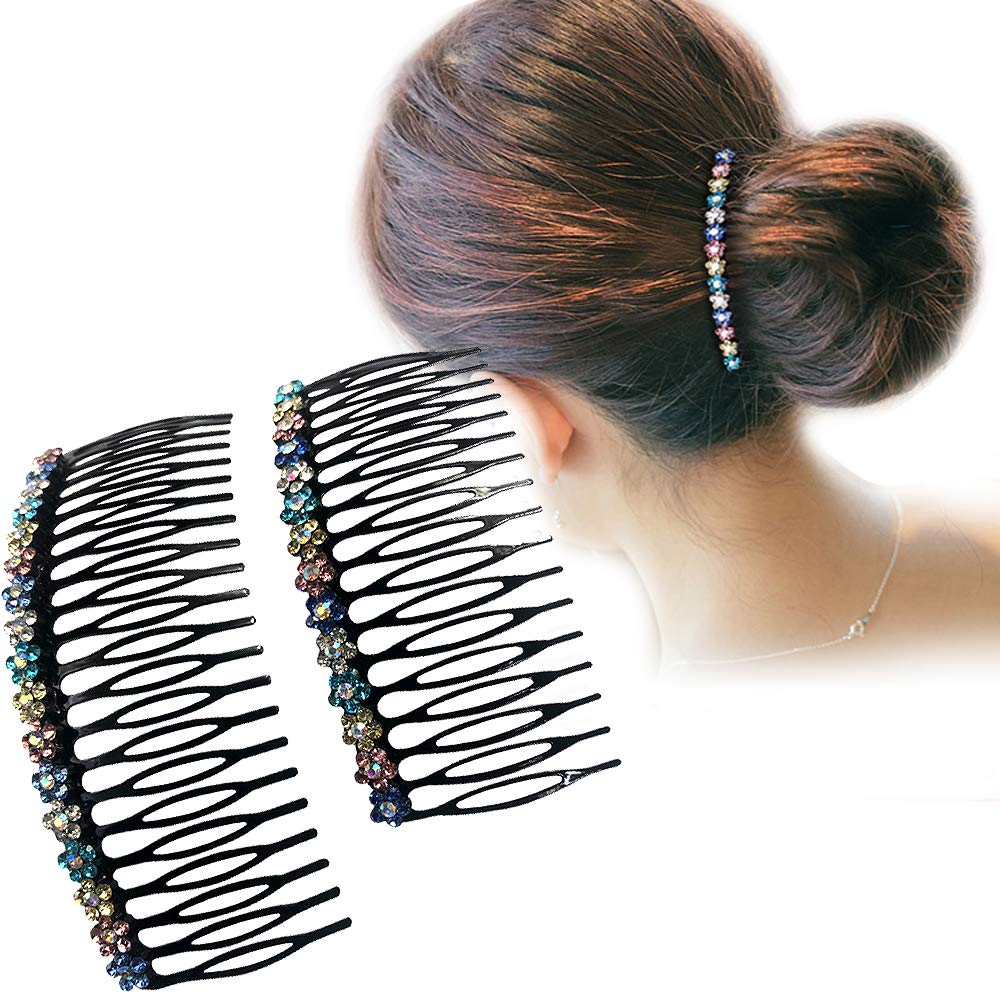 Amazon Com 2pcs 4 5 And 3 5 Colored Rhinestones Metal Hair