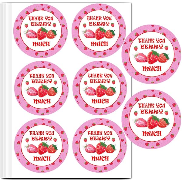 Amazon.com: Strawberry Thank You Sticker Labels,2" Berry Sweet Strawberry  Themed Birthday Party Thank You Stickers Great for Party Favors, Envelope  Seals & Goodie （120 Pcs） : Baby