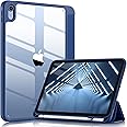 Wenlaty Case Compatible with iPad 10th Generation 2022 10.9 Inch with Pencil Holder, Slim Protective Cover with Clear Back Shell for iPad 10th Gen A2696 A2757 A2777, Auto Wake/Sleep, Sea Blue
