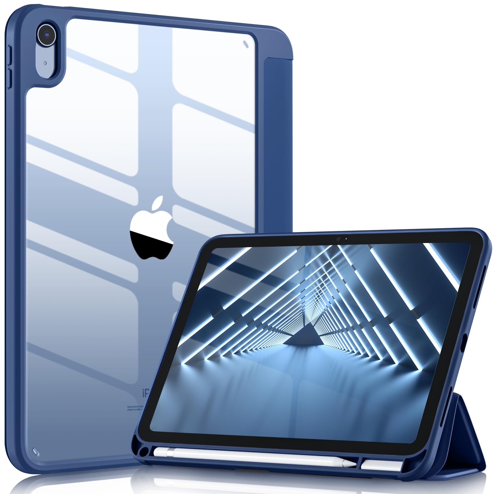 Photo 1 of Wenlaty Compatible with iPad (A16) 11th Generation Case 11 Inch 2025, for iPad 10th Generation Case 10.9 Inch 2022 with Pencil Holder, Trifold Stand Protective Back, Auto Wake/Sleep, Sea Blue