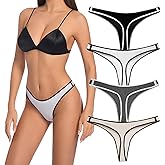 VISSAY Cotton Underwear for Women Pack Breathable Thongs for Women Sexy Stretch Soft Womens Panties Thong 4 Pack