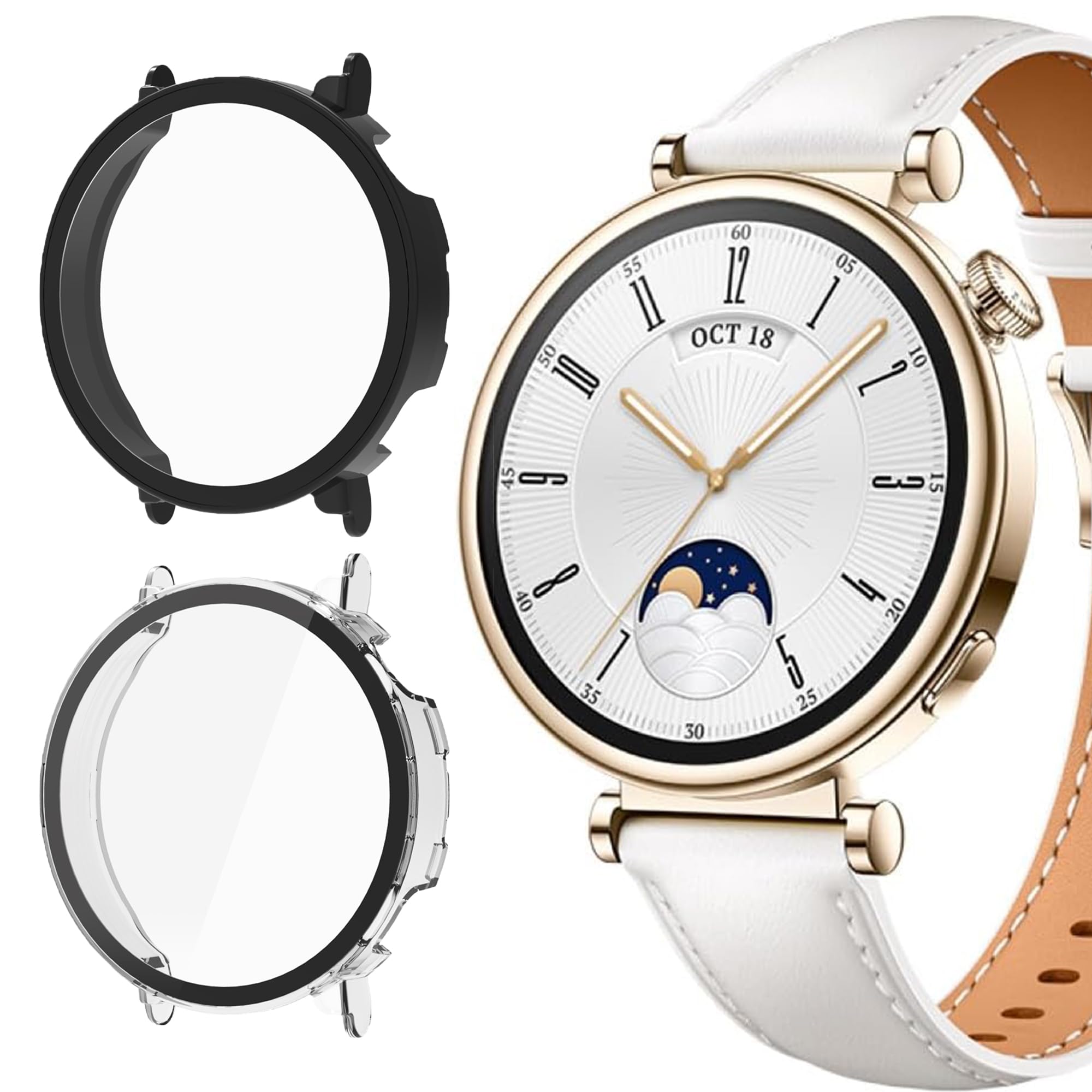 Compatible for Huawei Watch GT 4 smartwatch 41mm Case, Blueshaweu Hard PC Case with Tempered Glass Screen Protector Compatible with Huawei Watch GT 4 41mm Smartwatch (Black+Clear)