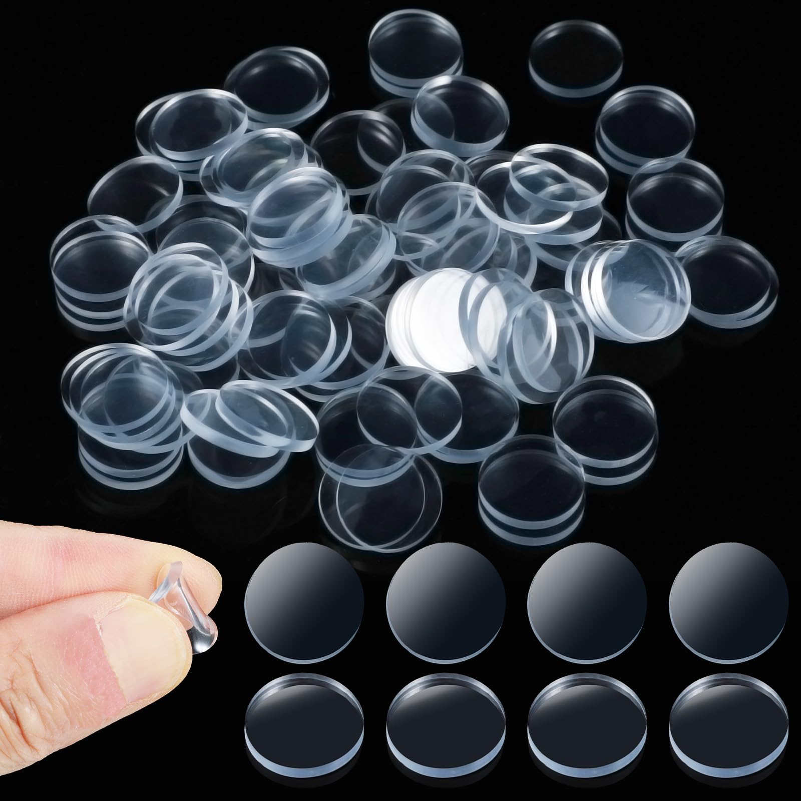 Photo 1 of 100 PCS Glass Table Top Bumpers, Rubber Glass Table Top Grippers Bumpers, Round Clear Anti Slip Pads for Kitchen Cabinets, Laptop (2mm Thickness)