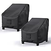 BROSYDA Patio Chair Covers for Outdoor Furniture Waterproof 2 Pack, Lawn Chair Covers 600D Heavy Duty Oxford Cloth, Large Covers for Lounge Lawn Deep Seat Black 38" W x 31" D x 29" H