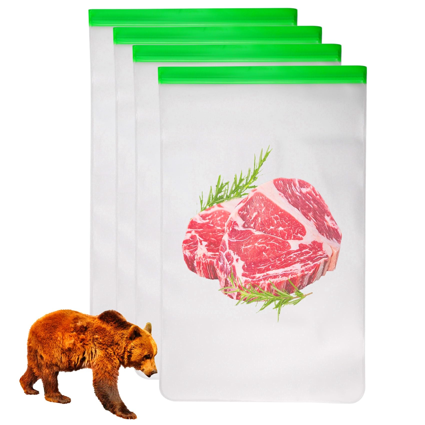 Photo 1 of 4 Pack Bear Bags for Food Backpacking, Odor Proof Bags-12?20 Inch, Reusable Double Track Zip Closure Storage Bags Keep Fresh fit Camping, Water Sports, Hiking and Home Organization (Green 4 Pack)