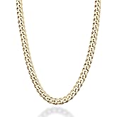 Miabella Italian 18K Gold Plated 925 Sterling Silver 5mm Diamond-Cut Cuban Link Curb Chain Necklace for Women Men, Made in Italy