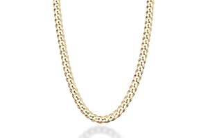 Miabella Solid 18K Gold Over 925 Sterling Silver Italian 5mm Diamond-Cut Cuban Link Curb Chain Necklace for Women Men, Made in Italy
