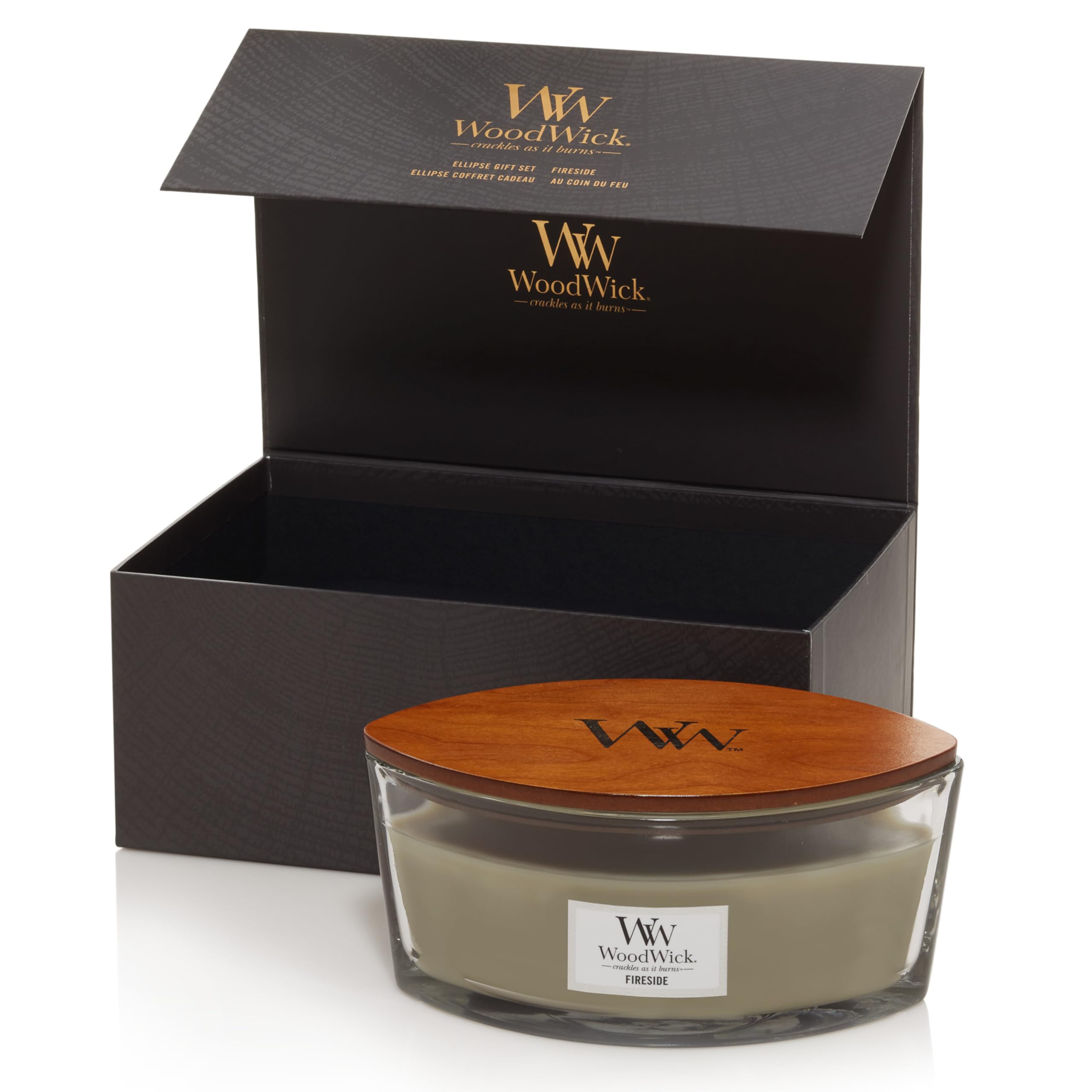 WoodWick Scented Candles Gift Set | Fireside Ellipse Scented Candle with Crackling Wick | Up to 50 Hours Burn Time | Perfect Mothers Day and Easter Gifts for Women