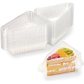 Thickened Extra Large 50Pcs Cake Slice Containers,Pie Slice Containers | For 6&rdquo;-8&rdquo; Diameter Cake or Pie Slices,To-Go Slice Cake Boxes,Cheesecake Containers,Plastic Box for Tres Leches, Flan, Dessert