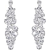 EVER FAITH Bridal Tear Drop Flower Cluster Dangle Earrings Crystal Rhinestone