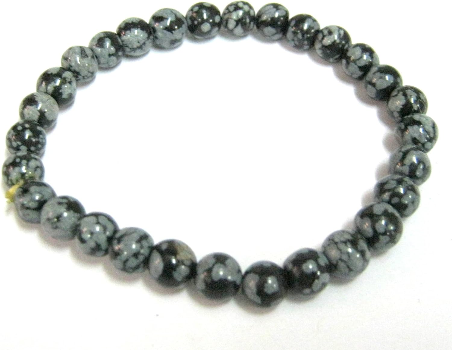 Snowflake Obsidian Round Beaded Stretch Bracelet Gift Powerful Gemstone Crystal Healing Fashion accessory Positive Energy Wellness Meditation