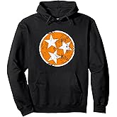3 Star TN Orange and White Distressed Tennessee State Flag Pullover Hoodie