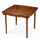 Stakmore 32 Inch Square Wooden Folding Card Game Table, Cherry | Solid Wood Scalloped Edge, Compact Traditional Card Table for Home Use, Foldable for Storage in Small Spaces