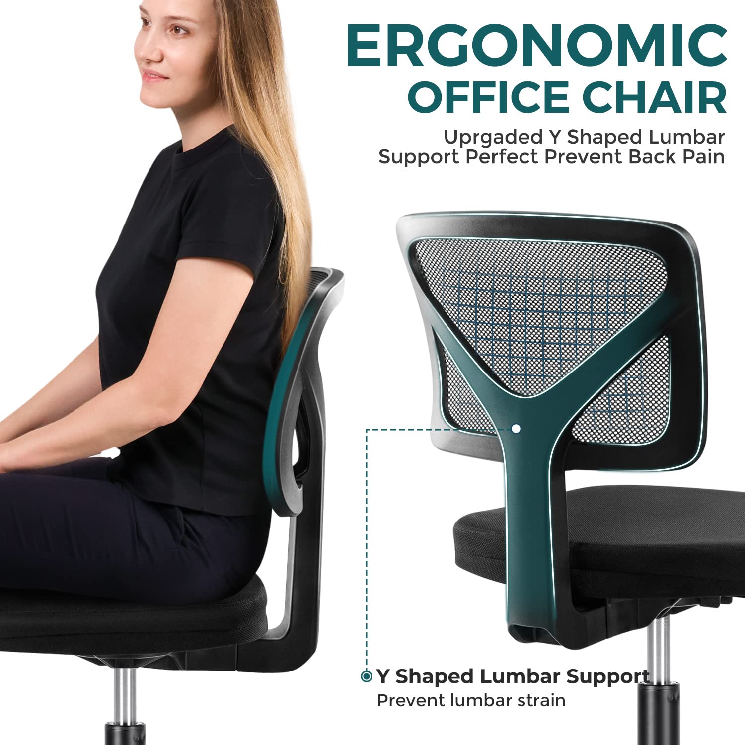 Ergonomic Furniture For Small Spaces Reference: Mua Dumos Armless Desk Wheels Cute Home Office Chairs Ergonomic