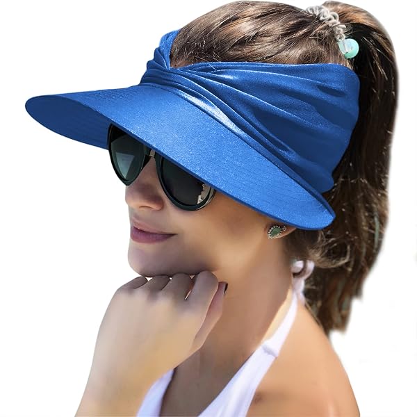 Tahari Elegant Cream and Blue Women\'s Sun visor hat with blue accents Tahari Blue Hats for Women | Mercari main image 4