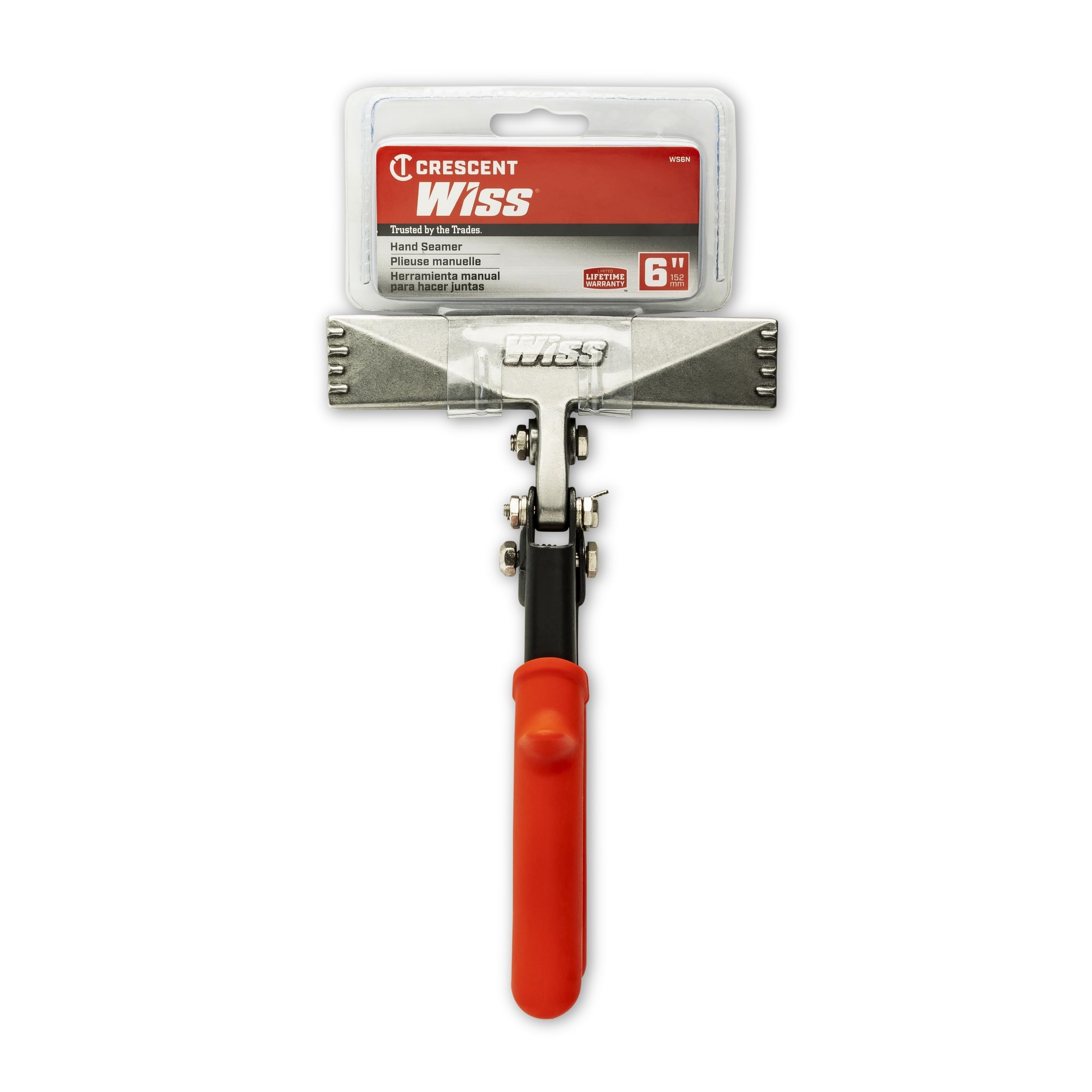 Wiss WS6N 152mm/6 Inch Straight Handle Hand Seamer, with Non-Slip Cushion Grip, Jaw Capacity: 6-32mm/ 0.25-1.25 Inch