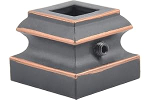 Myard Flat Shoes with Screw Furniture for 1/2 Inches Square Iron Stair Deck Balusters, 44 Inches 10-Pack (Satin Black + Oil-Rubbed Copper)