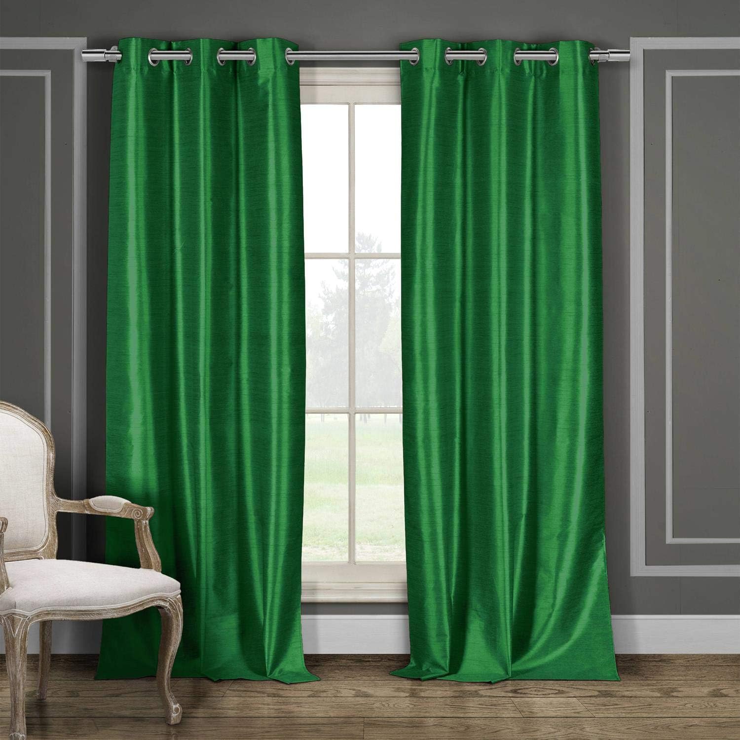Duck River Textile Bali Solid Window Curtain, 38x84, Emerald