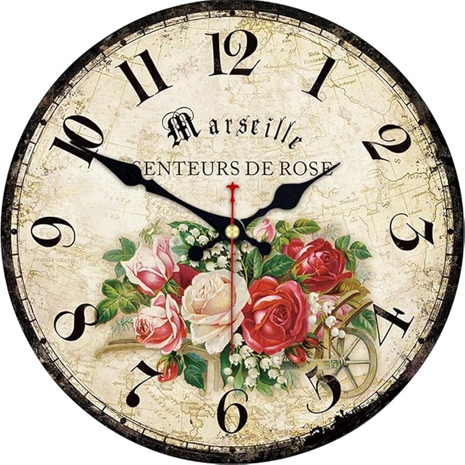 WISKALON - Reloj de pared de 14 pulgadas, funciona con pilas, reloj de